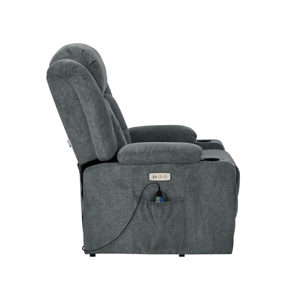 Recliner Chair Lift Heated Massage Armchair Charge Ports