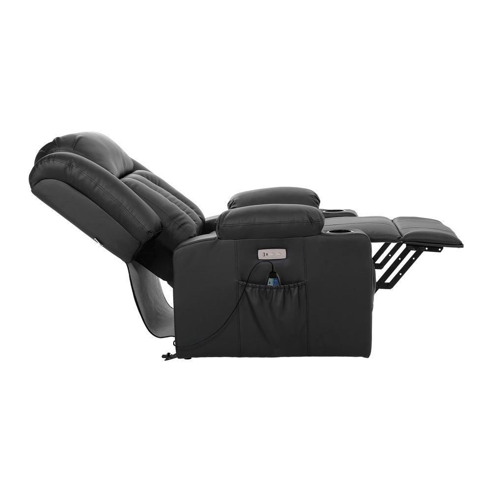 Electric Lift Massage Armchair With 2 Charge Ports Black