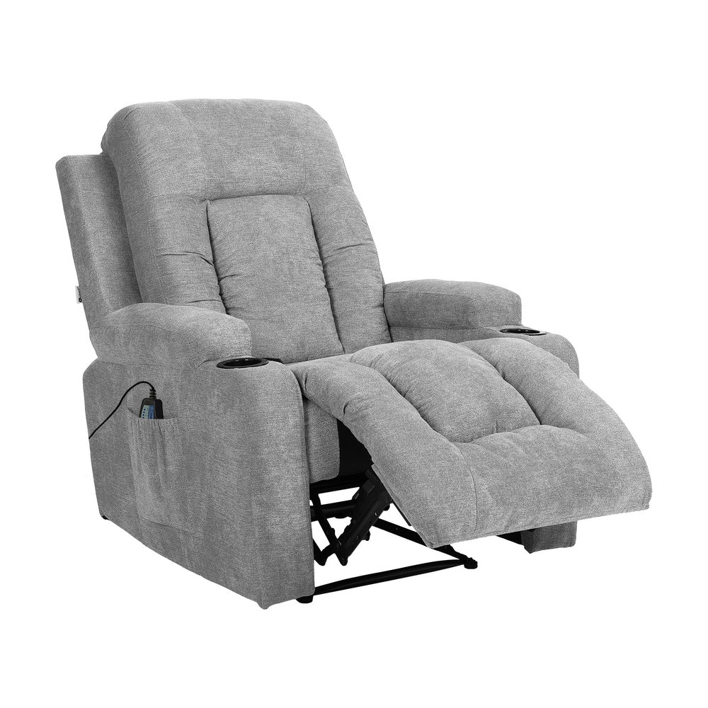 Recliner Heated Massage Armchair Grey