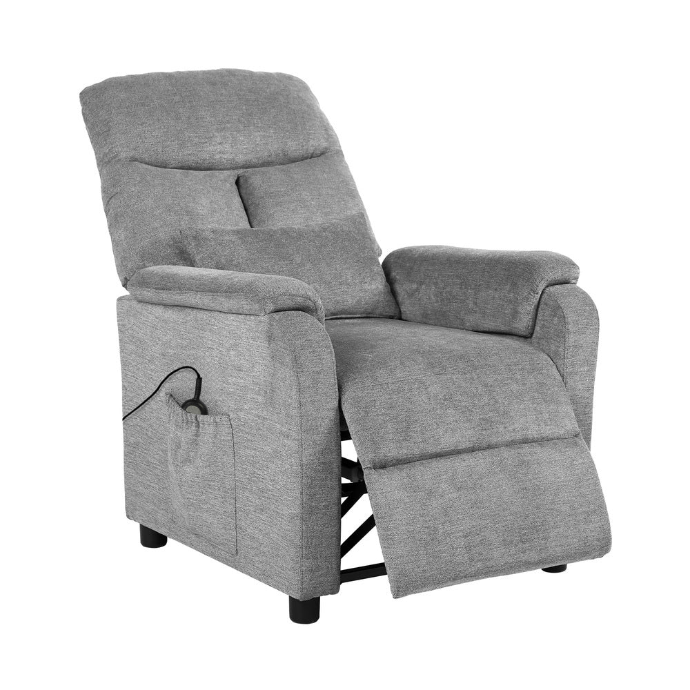 Recliner Chair Adjustable Fabric Lounge, Grey, 165° Incline Tilt