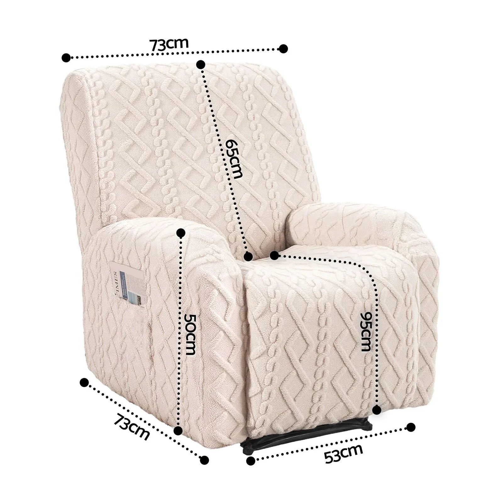 Recliner Chair Covers with Storage Side Pockets Beige