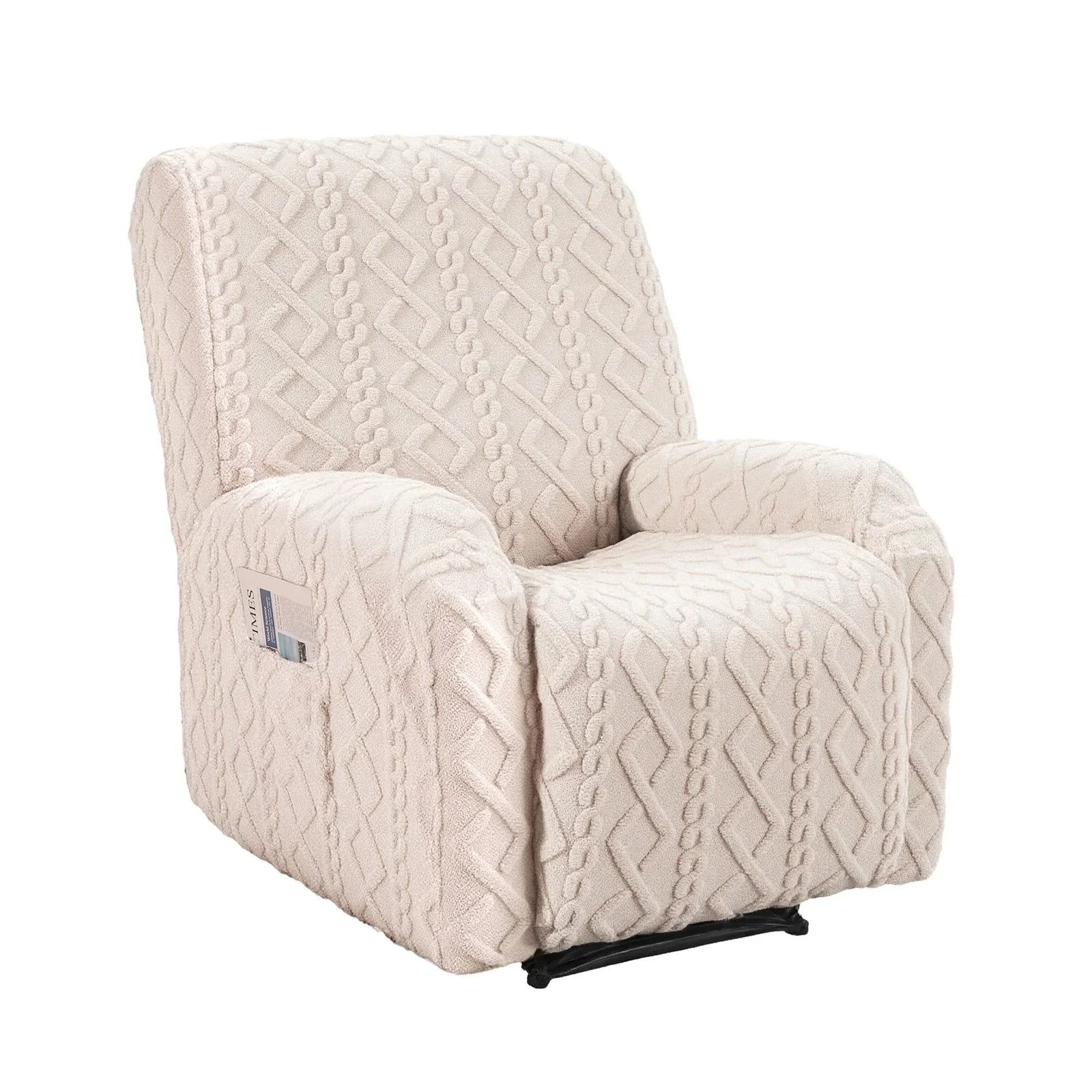 Recliner Chair Covers with Storage Side Pockets Beige
