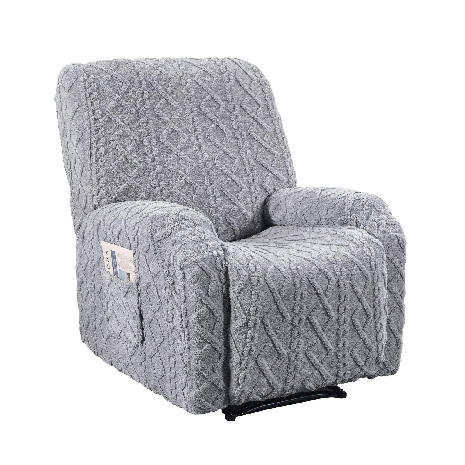 Recliner Chair Covers with Storage Side Pockets Grey