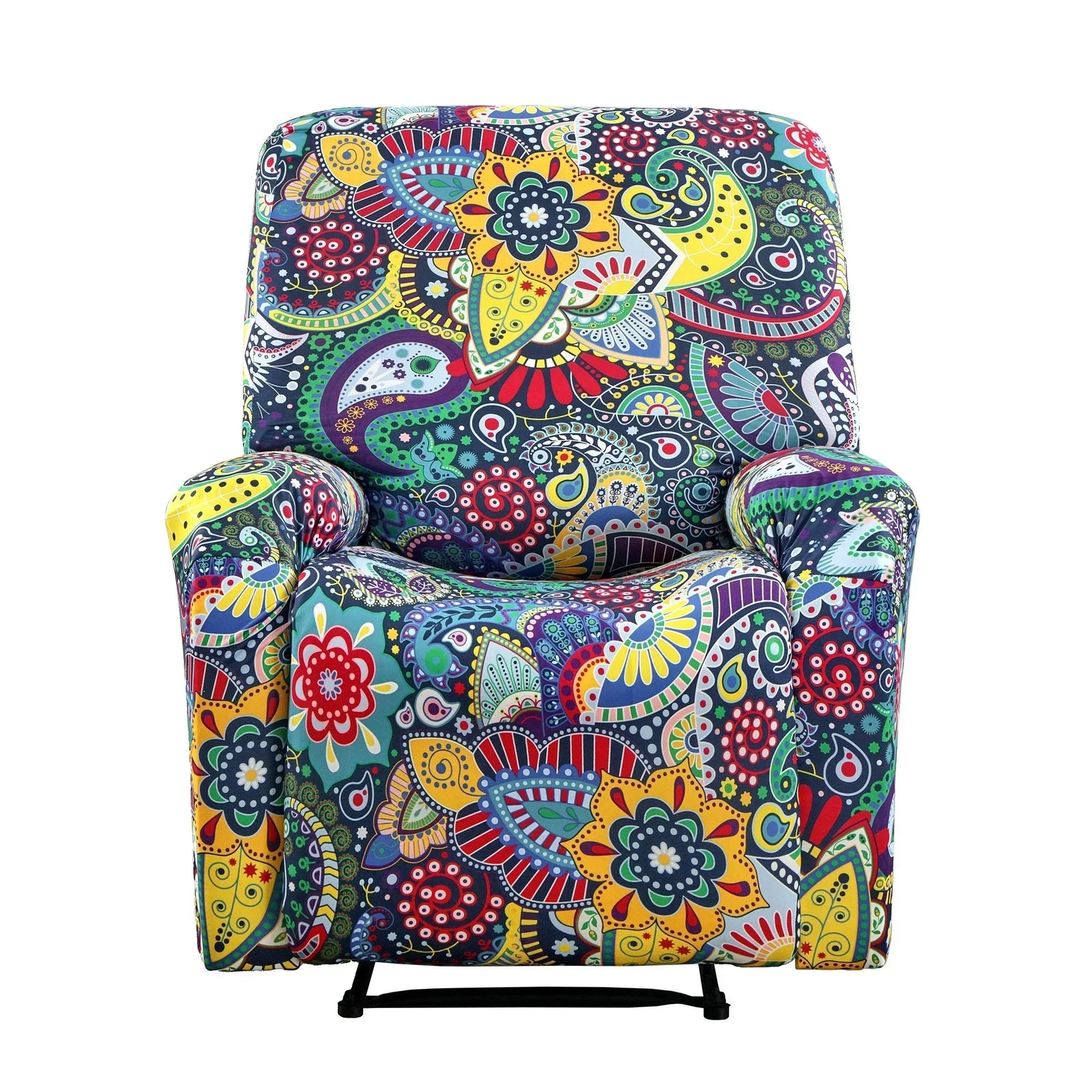 Stretch Kids Recliner Cover 4-Pieces Recliner Chair Slipcovers Printed Polyester