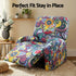 Stretch Kids Recliner Cover 4-Pieces Recliner Chair Slipcovers Printed Polyester