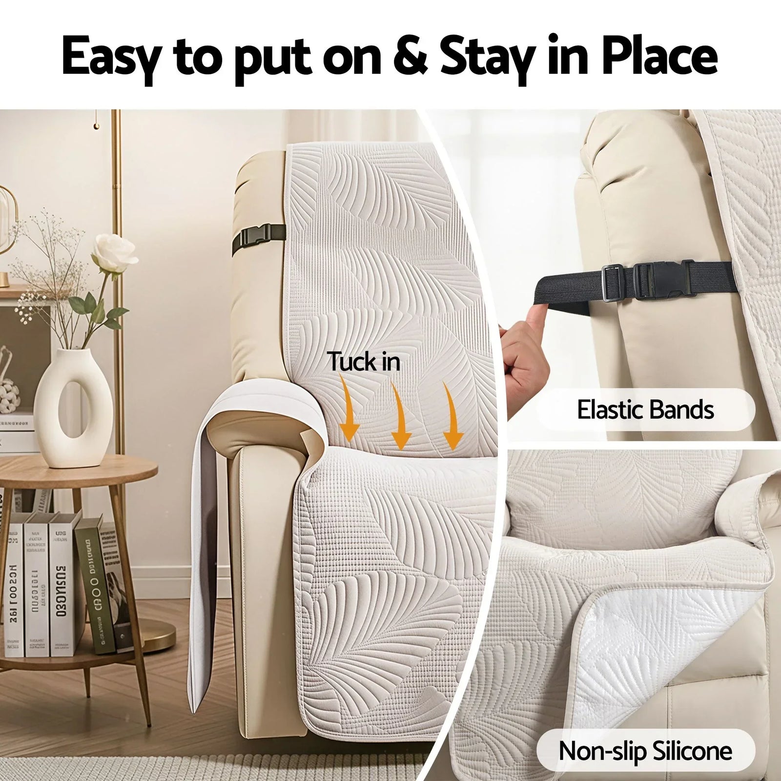 Artiss Quilted Recliner Chair Covers 100% Waterproof Recliner Slipcovers