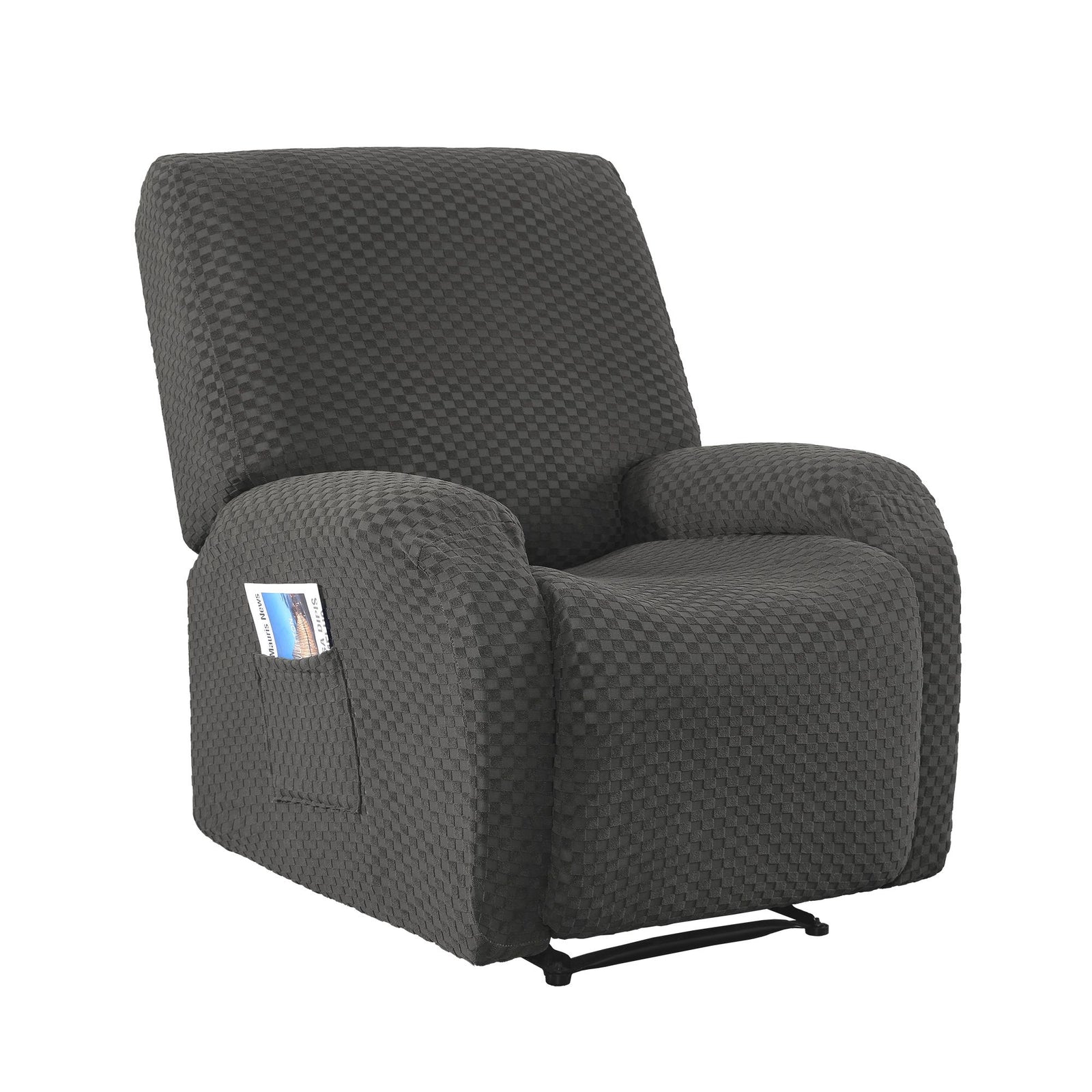 Recliner Chair Covers with Storage Side Pockets Grey Fabric