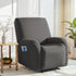 Recliner Chair Covers with Storage Side Pockets Grey Fabric