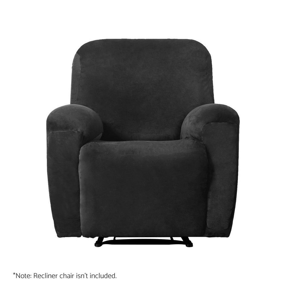 Recliner Chair Covers 1 Seater Velvet Black