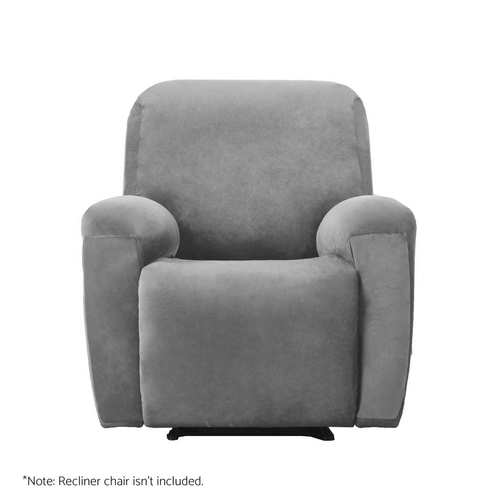 Recliner Chair Covers 1 Seater Velvet Grey