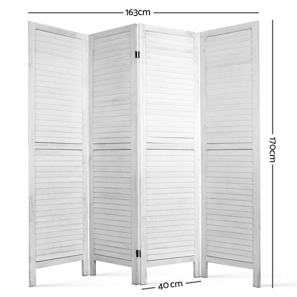 4 Panel Wooden Room Divider White Folding Privacy Screen Partition Wall