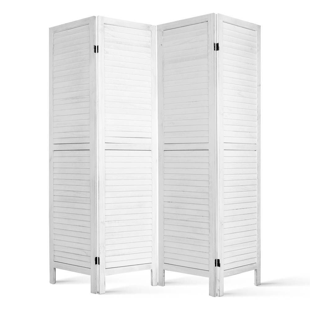 4 Panel Wooden Room Divider White Folding Privacy Screen Partition Wall