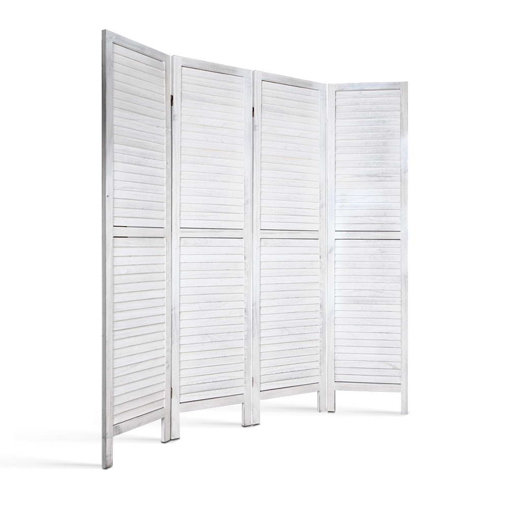 4 Panel Wooden Room Divider White Folding Privacy Screen Partition Wall