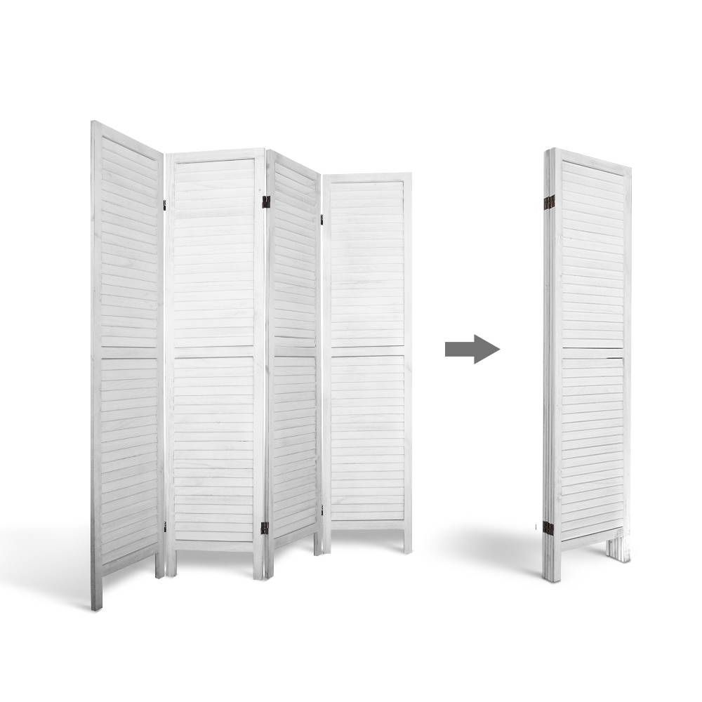 4 Panel Wooden Room Divider White Folding Privacy Screen Partition Wall