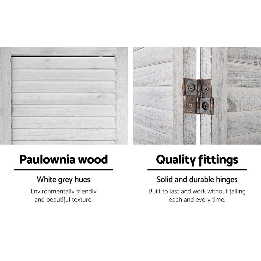 8 Panel Room Divider Folding Privacy Screen Wooden White
