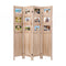 Room Divider 4 Panel Folding Privacy Screen Partition Rotatable Photo Frame Picture Collage Display Solid Wood Natural