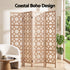 Artiss 4 Panel Room Divider Folding Privacy Screen Wooden Partition Geometric Freestanding Separator Natural 170cm