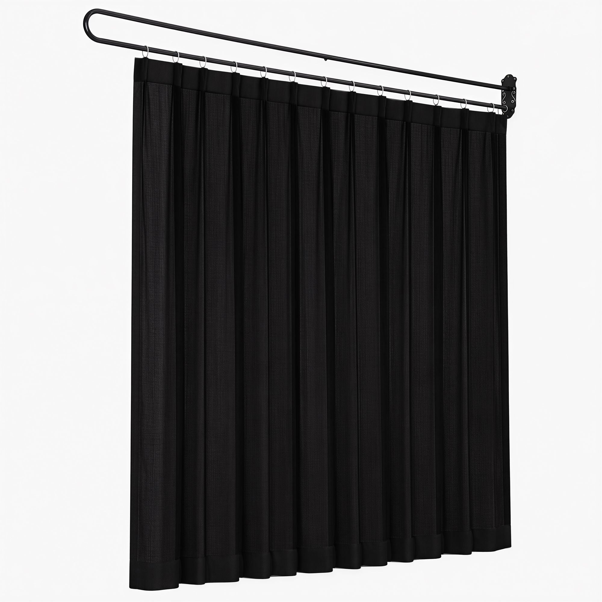 Artiss Room Divider Wall Mounted Hanging Curtain Partition Screen Black 200x220cm