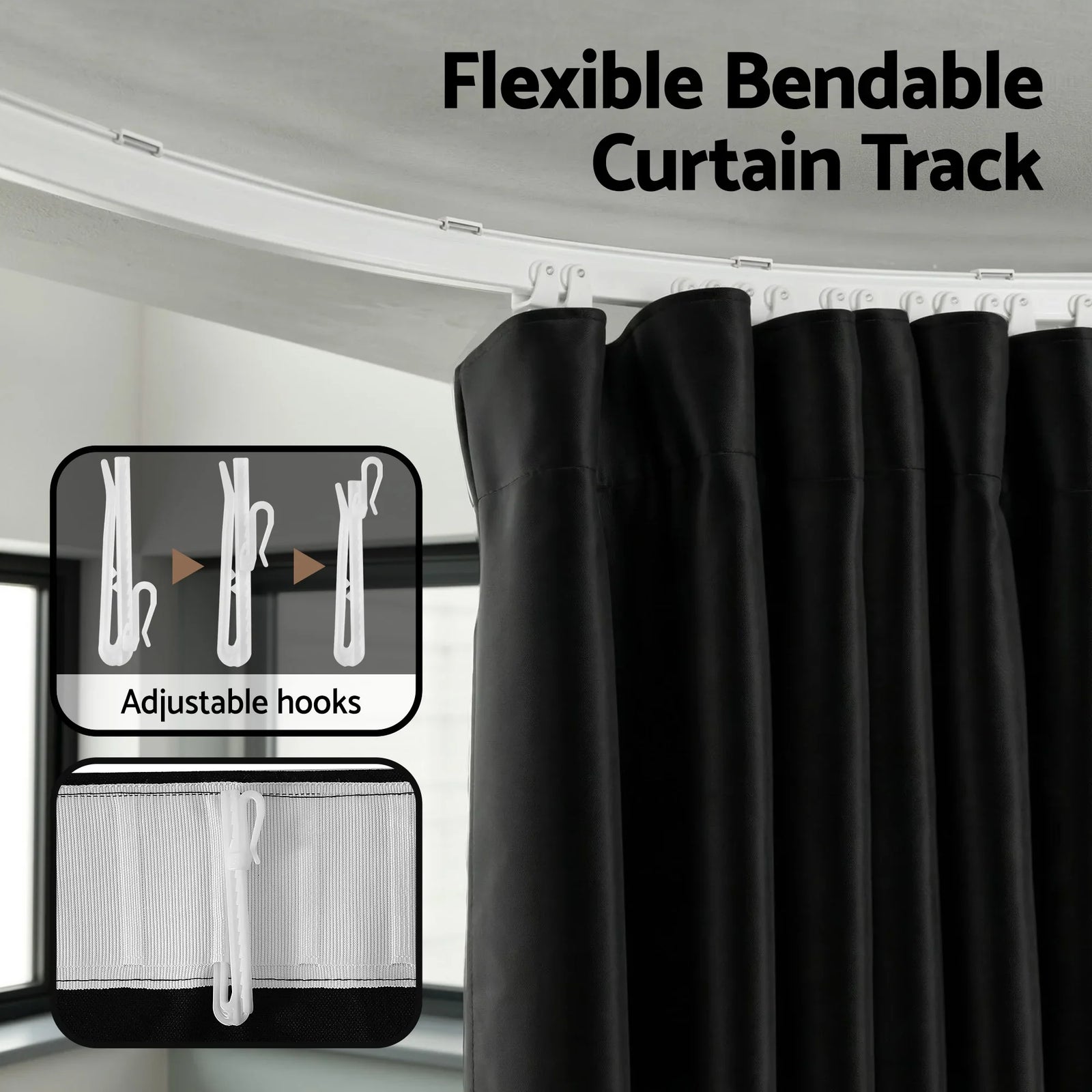 Room Divider Curtain Ceiling Mounted Track Sets Flexible Black