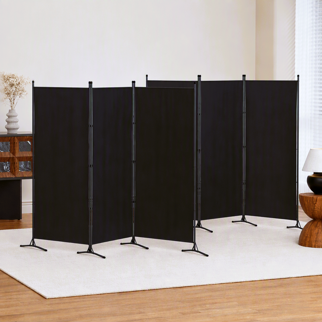 3 Panel Room Divider Set of 2 Folding Privacy Screen Fabric Room Separator Partition Black