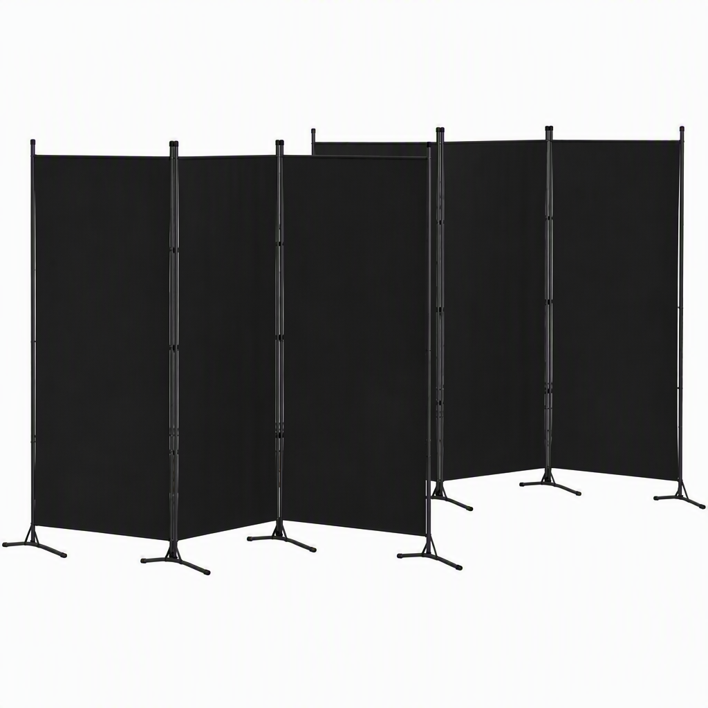 3 Panel Room Divider Set of 2 Folding Privacy Screen Fabric Room Separator Partition Black