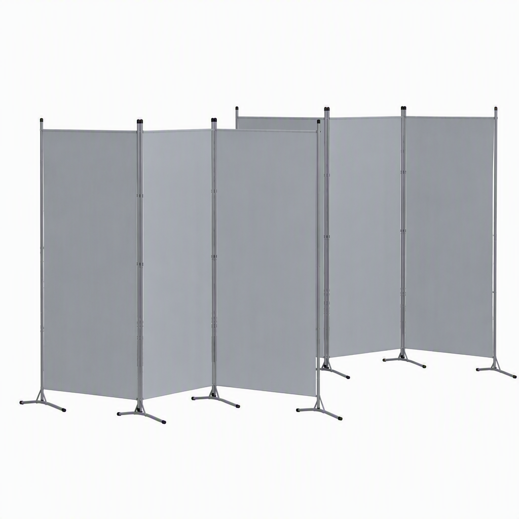 3 Panel Room Divider Set of 2 Folding Privacy Screen Fabric Room Separator Partition Grey