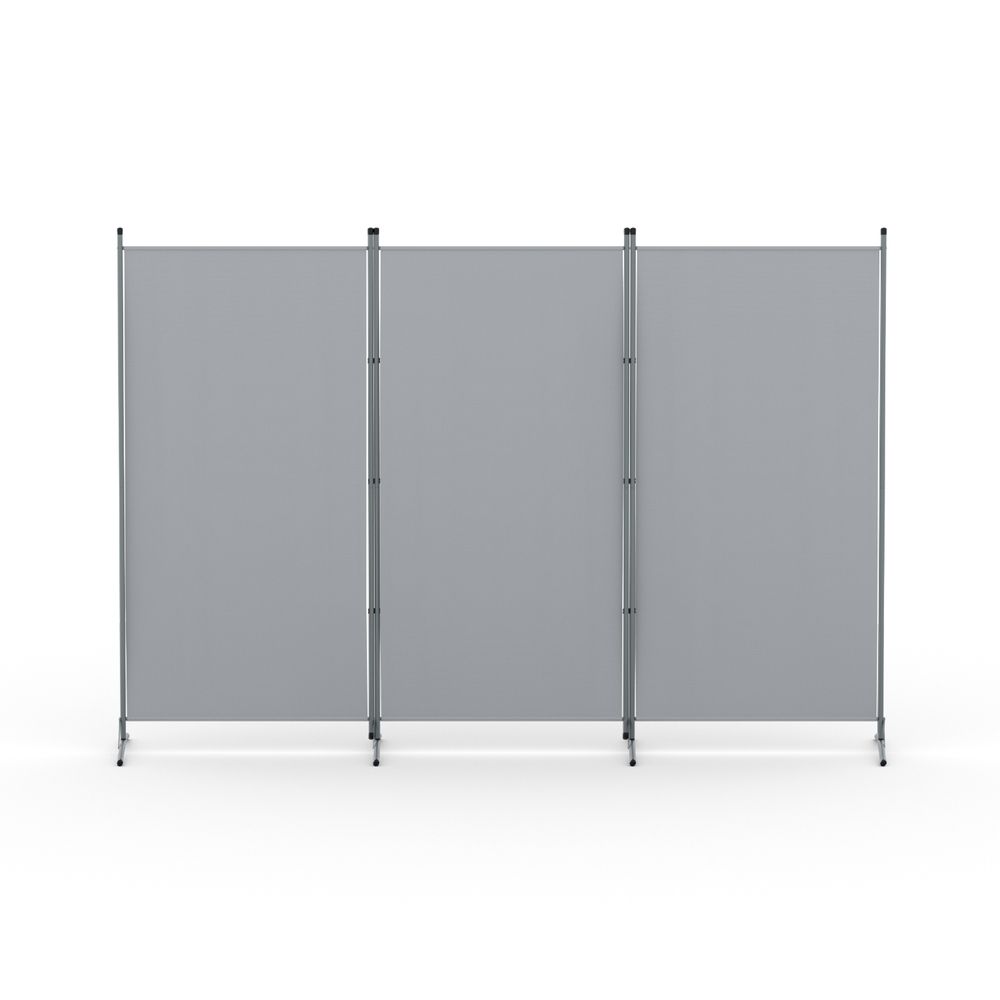 3 Panel Room Divider Set of 2 Folding Privacy Screen Fabric Room Separator Partition Grey