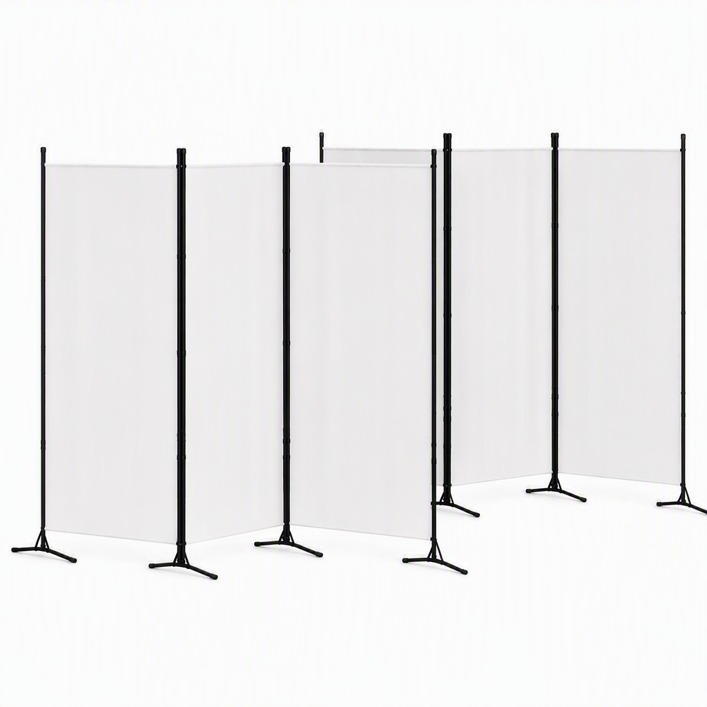 3 Panel Room Divider Set of 2 Folding Privacy Screen Fabric Room Separator Partition White