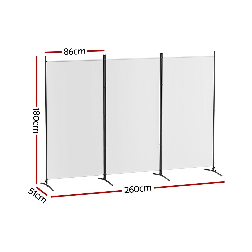3 Panel Room Divider Set of 2 Folding Privacy Screen Fabric Room Separator Partition White