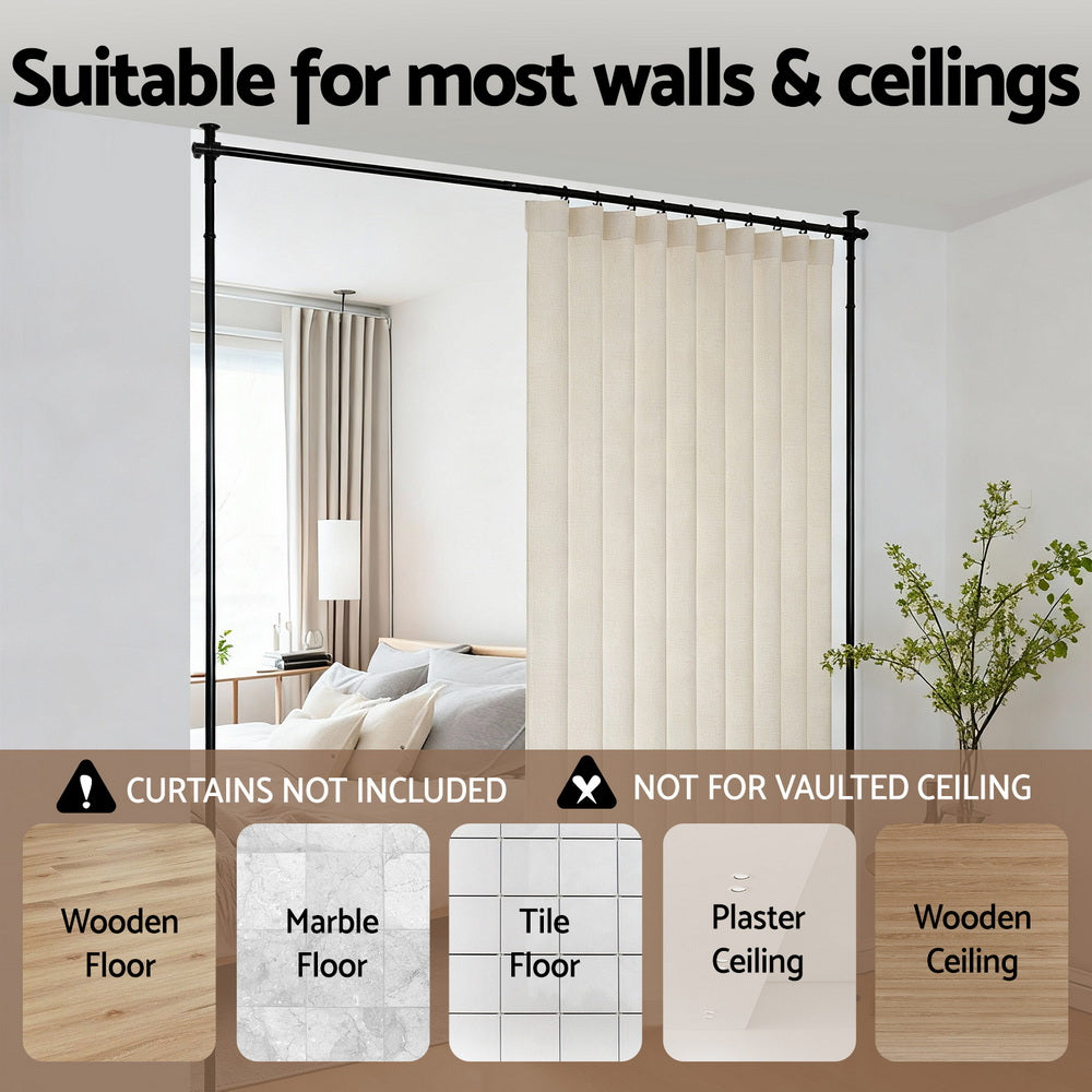 Room Divider Curtain Rod Extendable Black