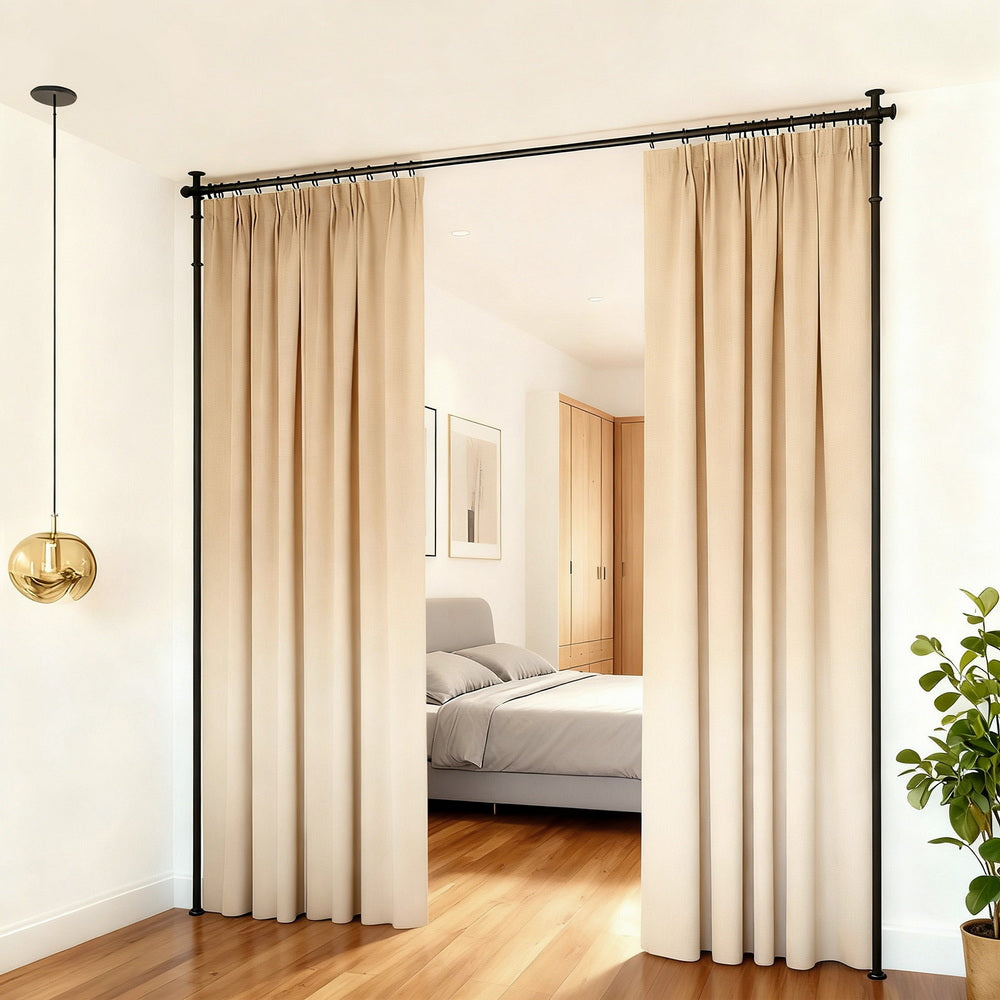 Room Divider Curtain Rod Extendable Black