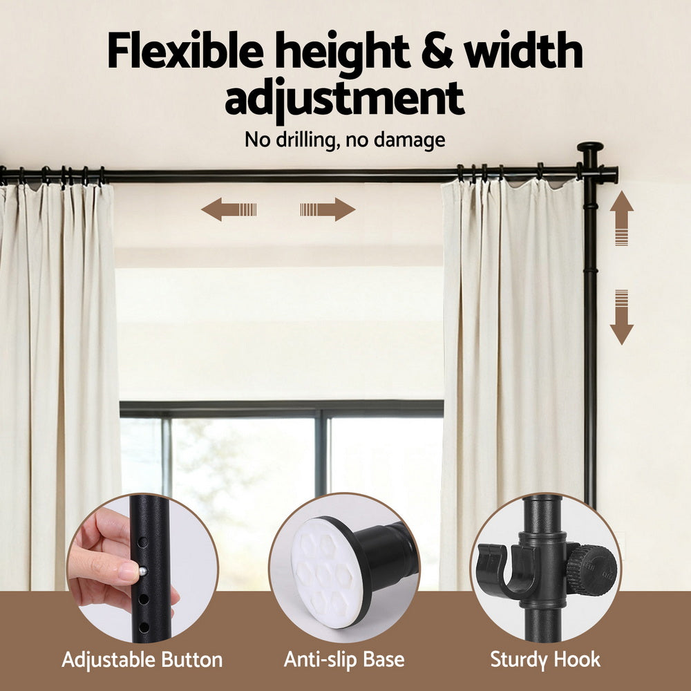 Room Divider Curtain Rod Extendable Black