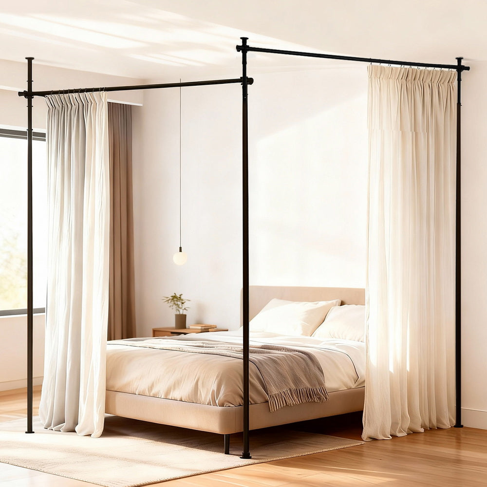 Room Divider Curtain Rod Extendable Black