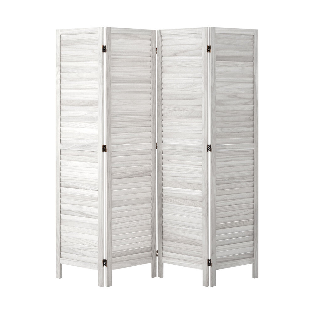 4 Panel Room Divider Timber Wooden Fold White