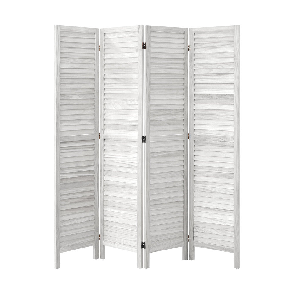 4 Panel Room Divider Timber Wooden Fold White