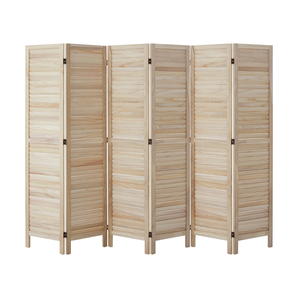 6 Panel Room Divider Timber Wooden Natural