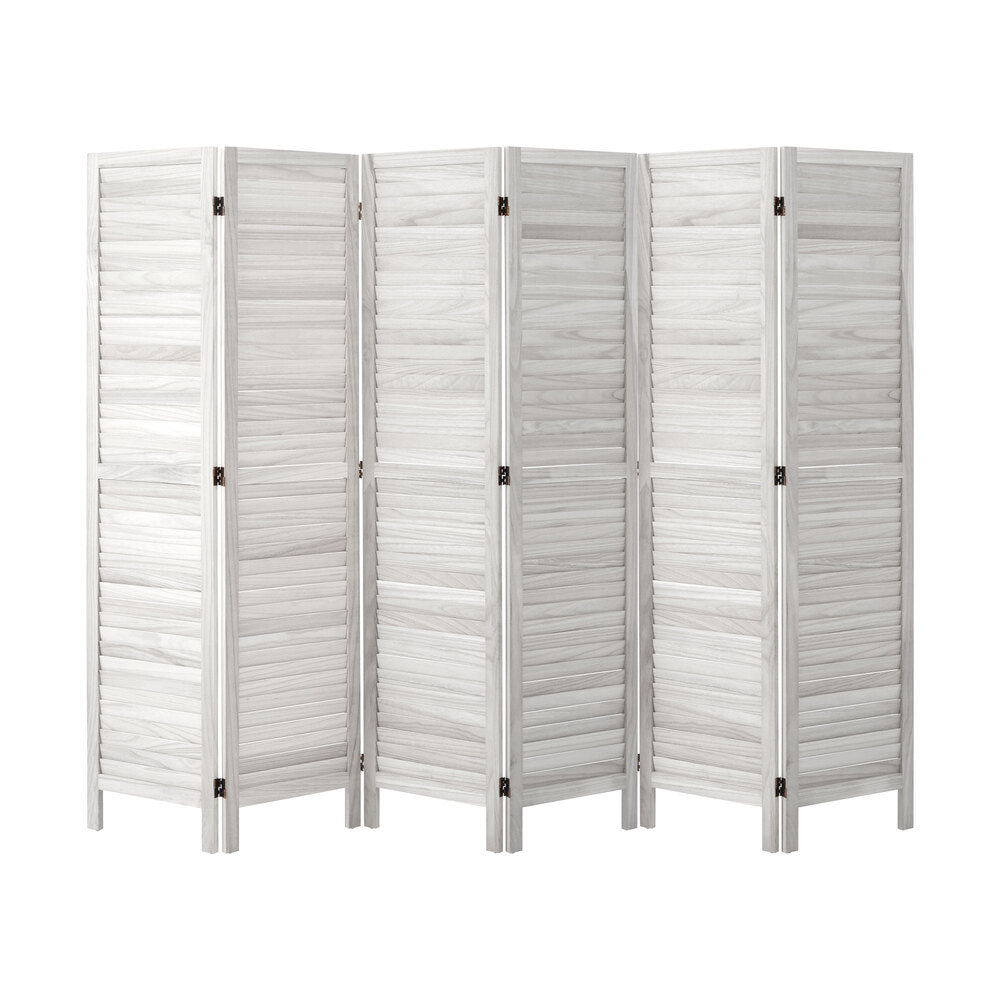 6 Panel Room Divider Timber Wooden Fold White