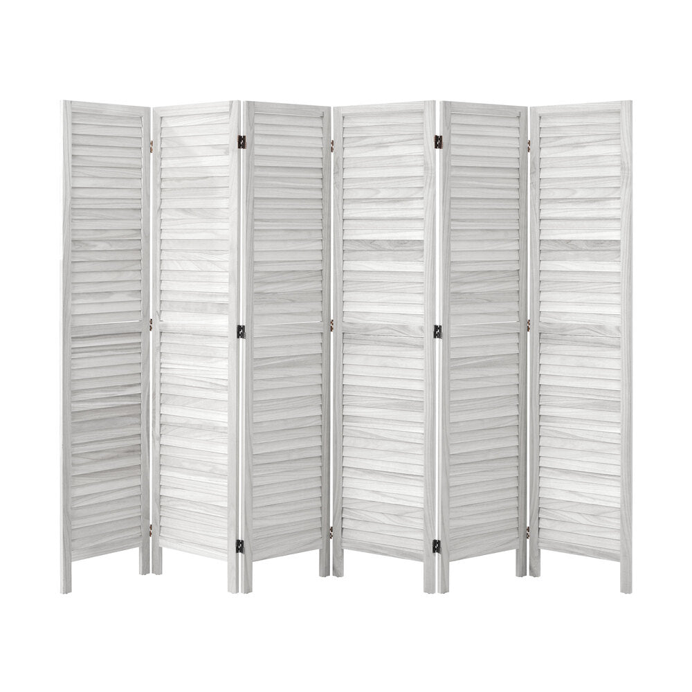 6 Panel Room Divider Timber Wooden Fold White