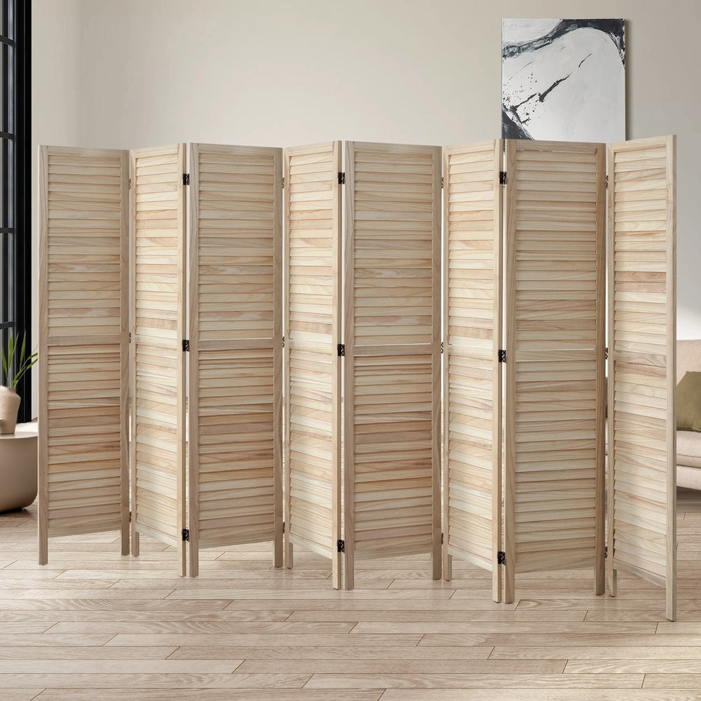 8 Panel Room Divider Timber Wooden Natural