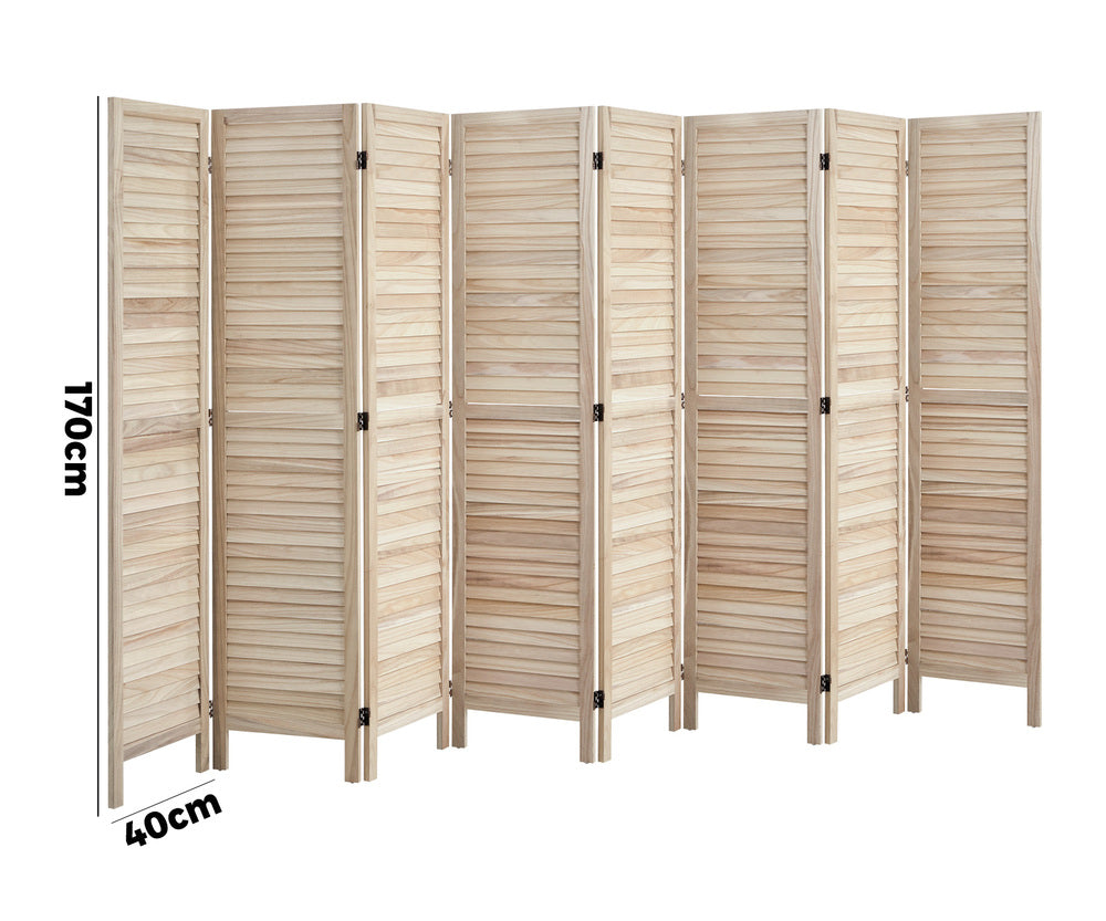 8 Panel Room Divider Timber Wooden Natural