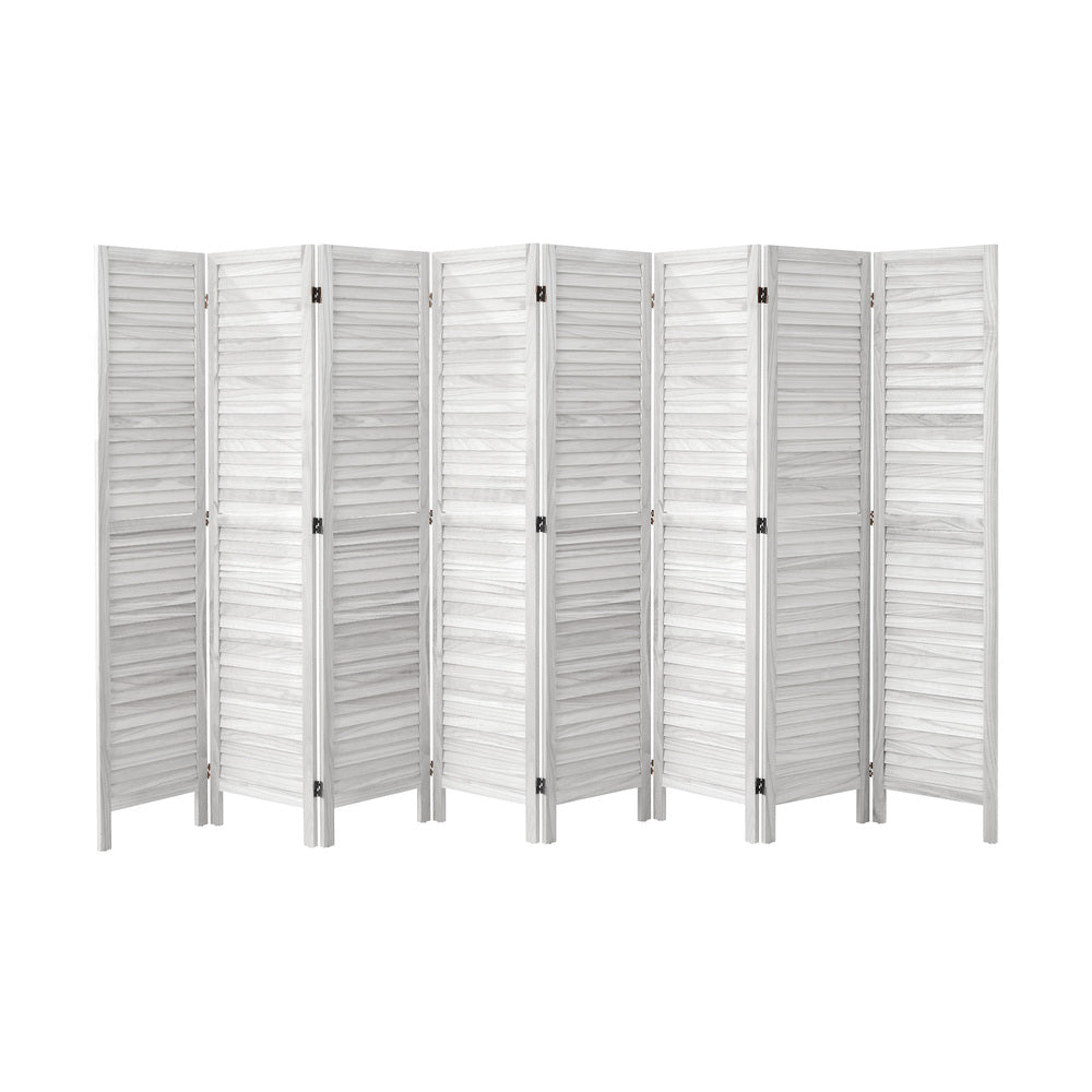 8 Panel Room Divider Timber Wooden Fold White