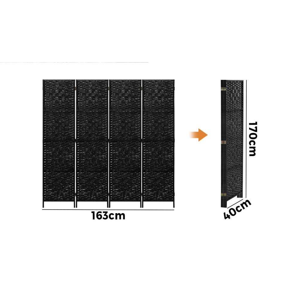 4 Panel Room Divider Privacy Screen Black