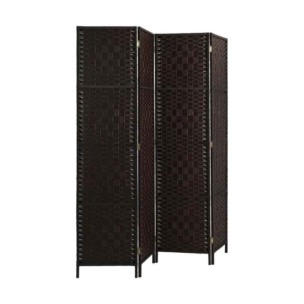 4 Panel Room Divider Privacy Screen Brown