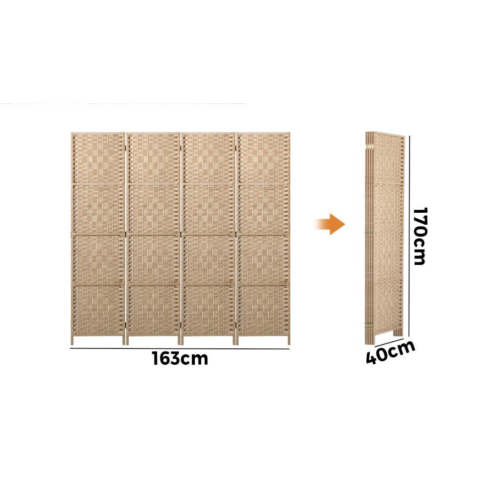 4 Panel Room Divider Privacy Screen Wood