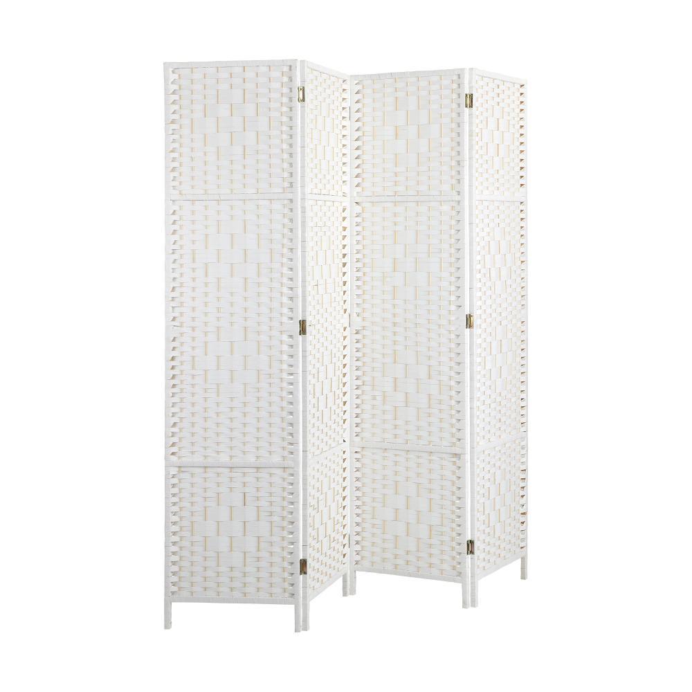 4 Panel Room Divider Privacy Screen White