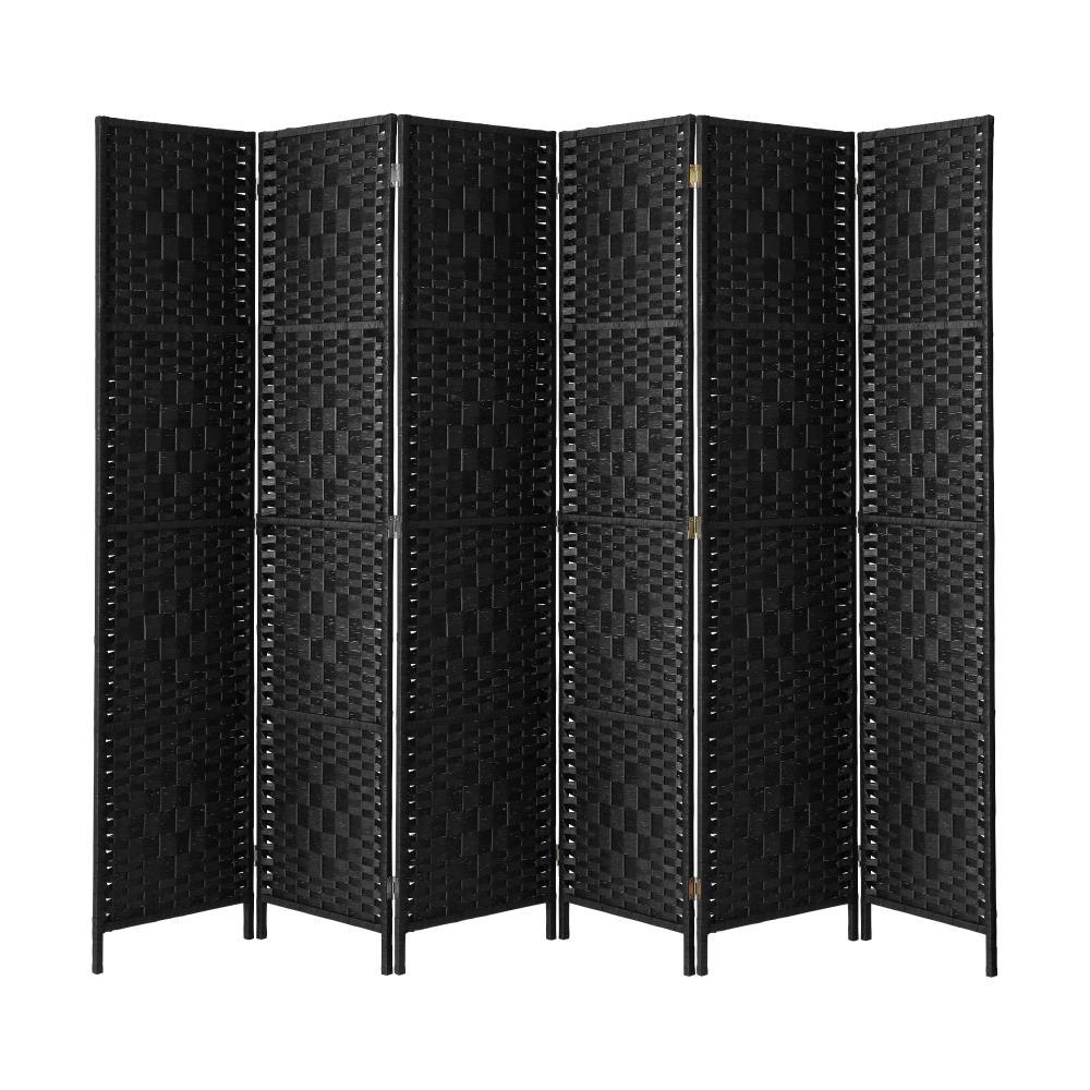 6 Panel Room Divider Privacy Screen Black