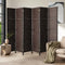 6 Panel Rattan Room Divider Privacy Screen Foldable Wooden Partition Brown