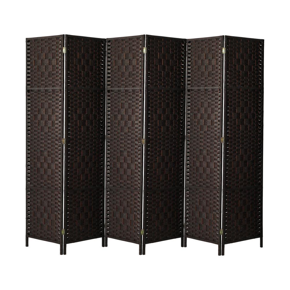 6 Panel Room Divider Privacy Screen Brown
