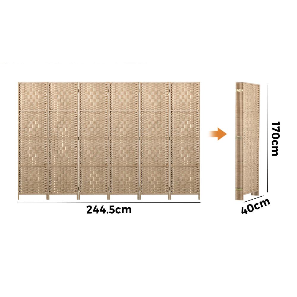 6 Panel Room Divider Privacy Screen Wood