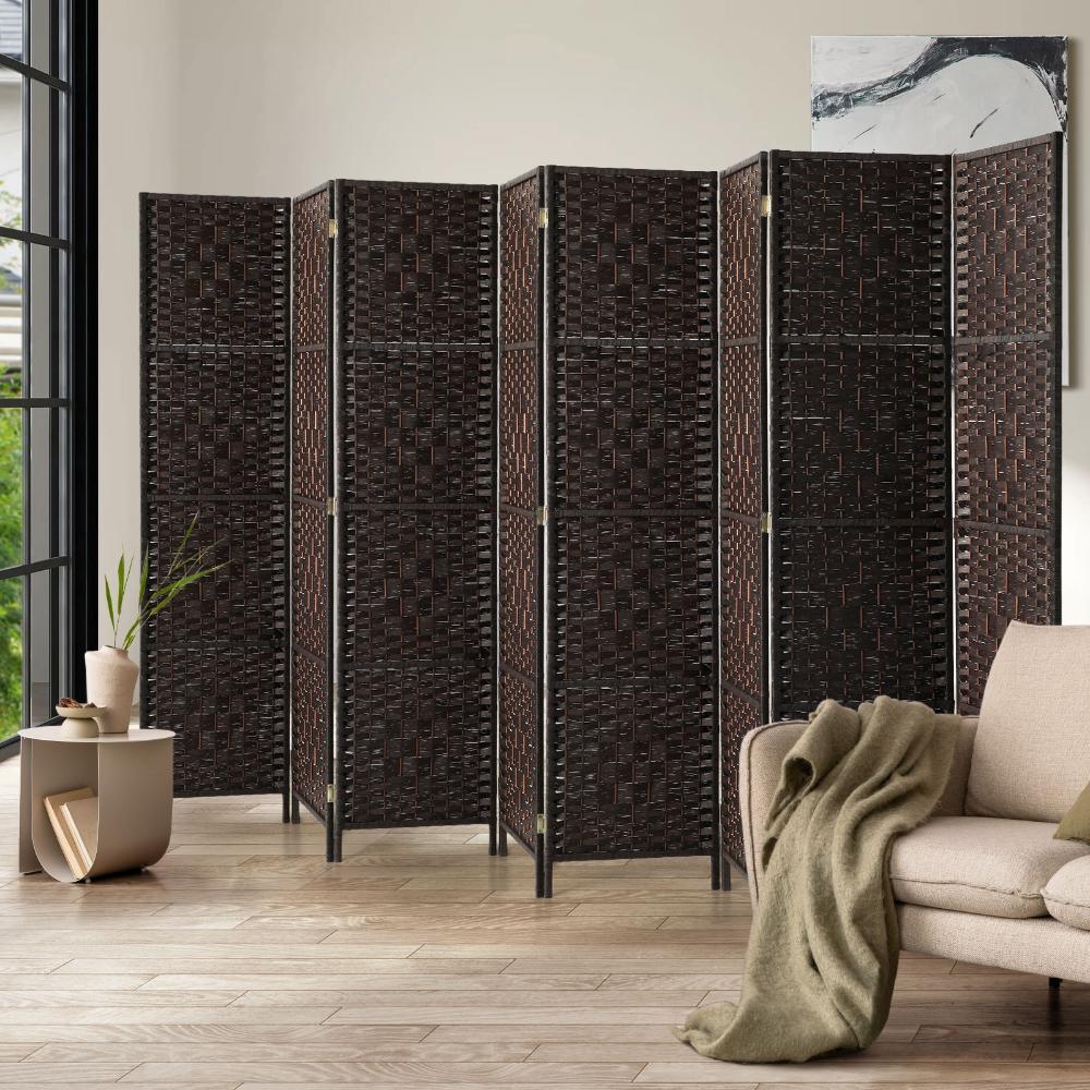 8 Panel Room Divider Privacy Screen Brown